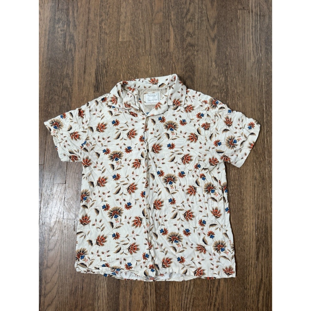 Cactus Man Ricky Singh Mens Floral Viscose Short Sleeve Button Down Shirt Size M